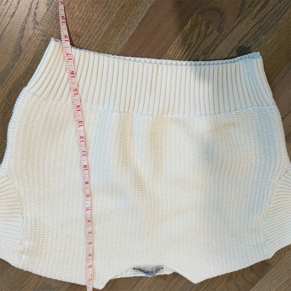 ZARA Sweater Top Womens Size M Ivory Cropped Textured Knit Cap Sleeve - Picture 3 of 4